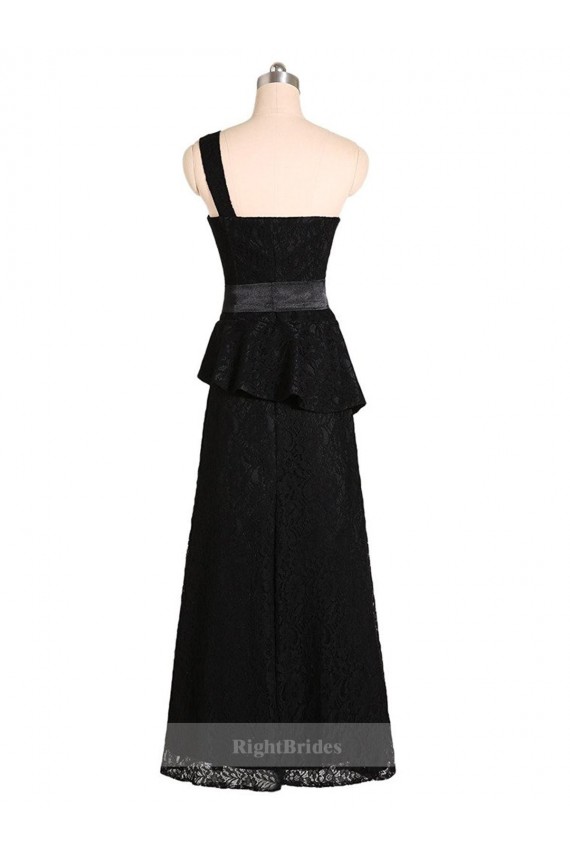 Black Satin One Shoulder Long Sleeveless Bridesmaid Dress Southampton