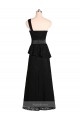 Black Satin One Shoulder Long Sleeveless Bridesmaid Dress Southampton