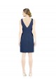 Open Back Satin V-Neck Knee Length Sleeveless Evening Gown / Bridesmaid Dress Southampton