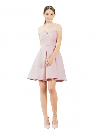 Satin Sweetheart Knee Length Sleeveless Evening Gown / Bridesmaid Dress Southampton