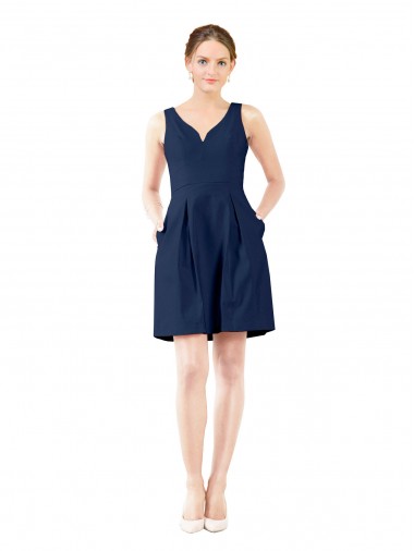 Satin V-Neck Knee Length Sleeveless Bridesmaid Gown Southampton