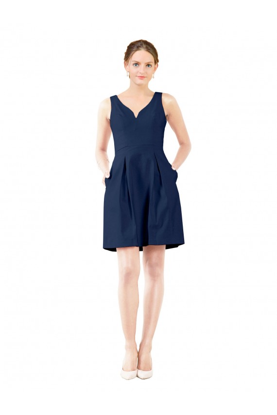 Satin V-Neck Knee Length Sleeveless Bridesmaid Gown Southampton