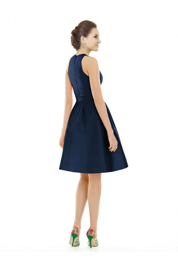 Satin Halter Neck Cocktail Length Sleeveless Bridesmaid Dress Southampton