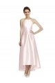 Open Back Satin Spaghetti Straps Long Sleeveless High Low Bridesmaid Dress Southampton