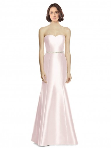 Pink Satin Sweetheart Long Sleeveless Bridesmaid Dress Southampton