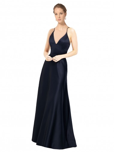 Satin Spaghetti Straps Long Sleeveless Prom Dress / Bridal Party Dress Southampton