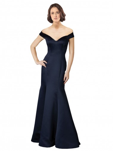 Satin Off the Shoulder Long Cap Sleeves Prom Dress / Bridesmaid Dress Southampton