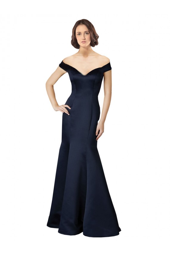 Satin Off the Shoulder Long Cap Sleeves Prom Dress / Bridesmaid Dress Southampton