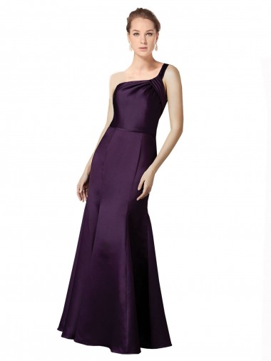 Grape Satin One Shoulder Long Sleeveless Prom Dress / Bridesmaid Dress Southampton