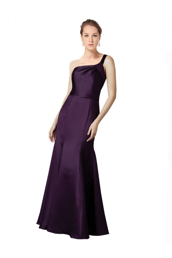 Grape Satin One Shoulder Long Sleeveless Prom Dress / Bridesmaid Dress Southampton