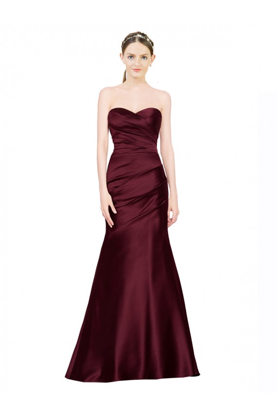 Low Back Satin Sweetheart Long Sleeveless Formal Evening Gown / Prom Dress / Bridesmaid Dress Southampton