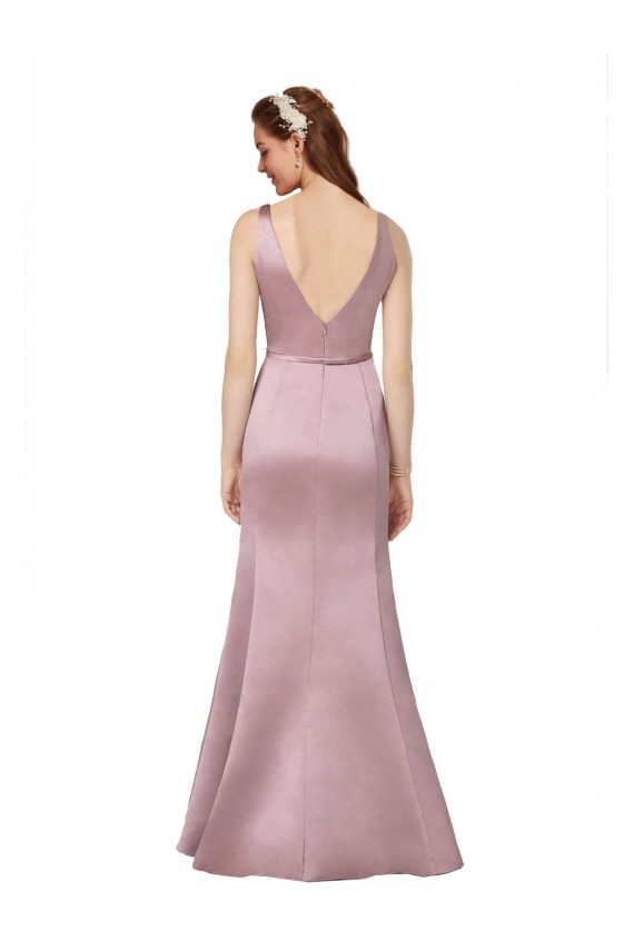 V-Back Satin V-Neck Long Sleeveless Formal Evening Gown / Prom Dress / Bridesmaid Dress Southampton