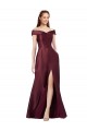 Satin Off the Shoulder Long Cap Sleeves Black Tie Evening Gown / Prom Dress / Bridesmaid Dress Southampton