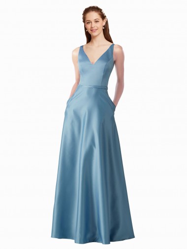 Satin High Neck Long Sleeveless Black Tie Prom Dress / Bridesmaid Dress Southampton