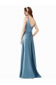 Satin High Neck Long Sleeveless Black Tie Prom Dress / Bridesmaid Dress Southampton