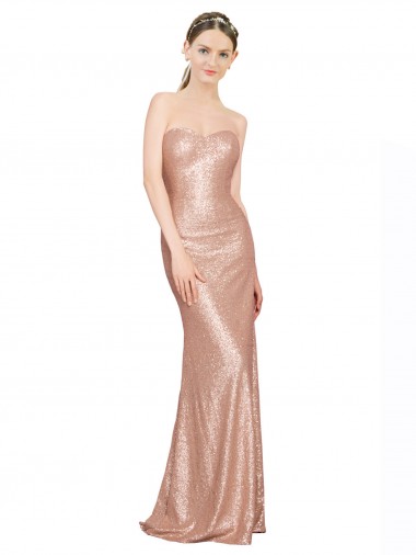 Low Back Sequin Sweetheart Long Sleeveless Formal Evening Gown / Prom Dress / Bridesmaid Dress Southampton