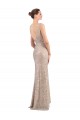 V-Back Silver Sequin & Sparkling Sequin V-Neck Long Sleeveless Formal Evening Gown / Prom Dress / Bridesmaid Dress Southampton