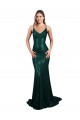Low Back Dark Green Sequin V-Neck Long Sleeveless Formal Evening Gown / Prom Dress / Bridesmaid Dress Southampton