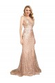 V-Back Sequin & Sparkling Sequin V-Neck Long Sleeveless Formal Plus Size Evening Gown / Prom Dress / Bridesmaid Dress Southampton