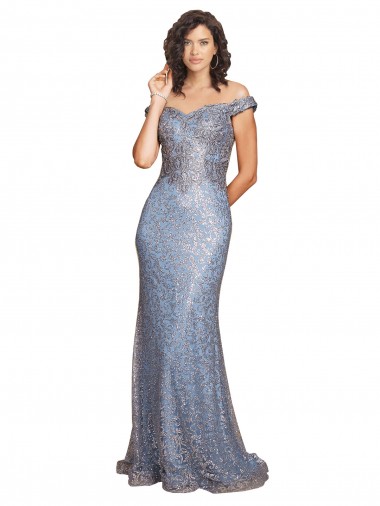 Sequin Off the Shoulder Long Sleeveless Formal Evening Gown / Prom Dress / Bridesmaid Dress Southampton