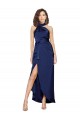 Sapphire Silk like Satin Halter Neck Long Sleeveless High Low Evening Gown / Prom Dress / Bridesmaid Dress Southampton