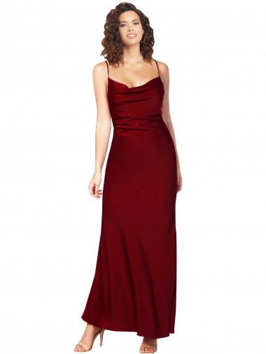 Low Back Silk like Satin Cowl Neck Long Sleeveless Black Tie Evening Gown / Prom Dress / Bridesmaid Dress Southampton