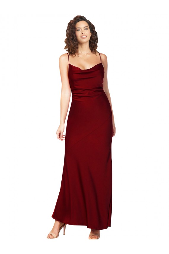 Low Back Silk like Satin Cowl Neck Long Sleeveless Black Tie Evening Gown / Prom Dress / Bridesmaid Dress Southampton