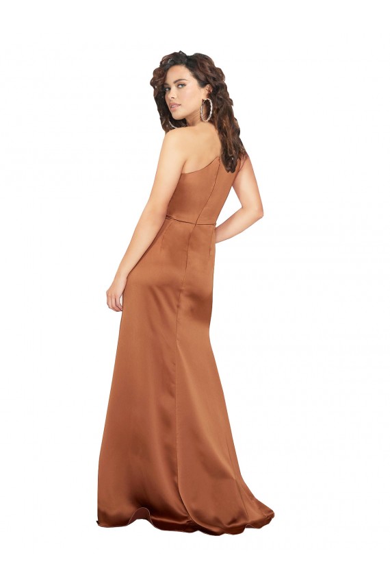 Silk like Satin One Shoulder Long Sleeveless Formal Dress / Bridesmaid Dress Southampton