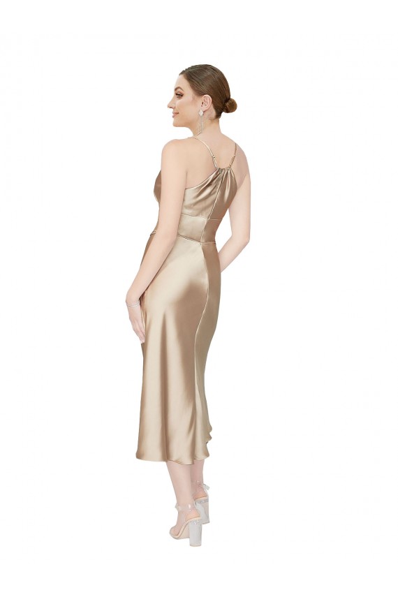 Silk like Satin V-Neck Midi Length Sleeveless Formal Evening Gown / Prom Dress / Bridesmaid Dress Southampton