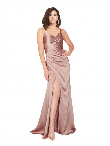 V-Back Silk like Satin V-Neck Long Sleeveless Black Tie Evening Gown / Prom Dress / Bridesmaid Dress Southampton
