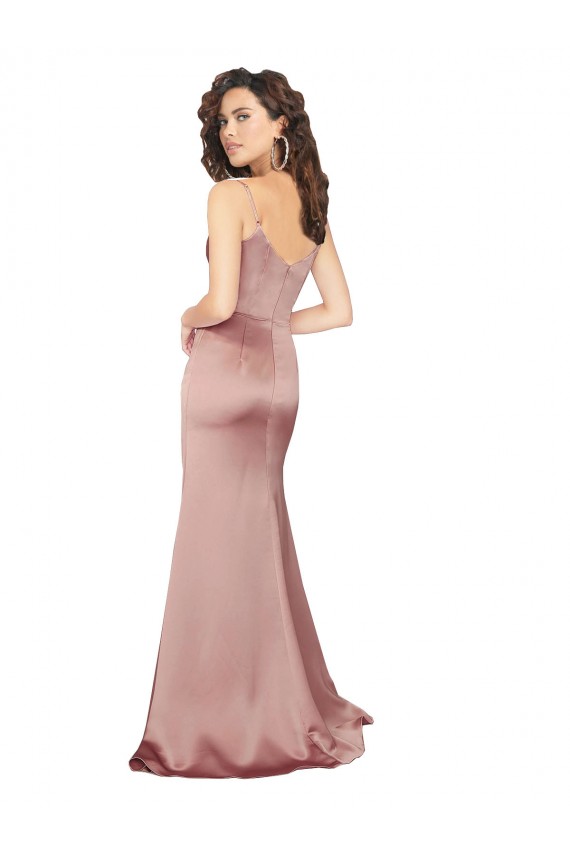 V-Back Silk like Satin V-Neck Long Sleeveless Black Tie Evening Gown / Prom Dress / Bridesmaid Dress Southampton