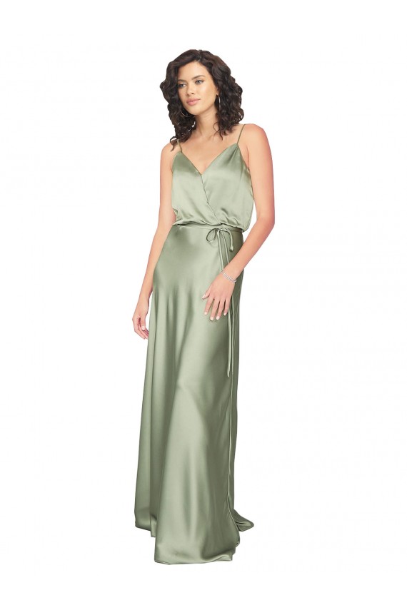V-Back Silk like Satin V-Neck Long Sleeveless Formal Evening Gown / Bridesmaid Dress Southampton