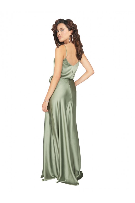 V-Back Silk like Satin V-Neck Long Sleeveless Formal Evening Gown / Bridesmaid Dress Southampton