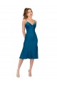 Low Back Silk like Satin V-Neck Midi Length Sleeveless Prom Dress / Bridesmaid Dress Southampton