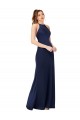 Open Back Silk like Satin High Neck Long Sleeveless Formal Evening Gown / Prom Dress / Bridesmaid Dress Southampton