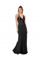 Open Back Silk like Satin V-Neck Long Sleeveless Black Tie Evening Gown / Prom Dress / Bridesmaid Dress Southampton