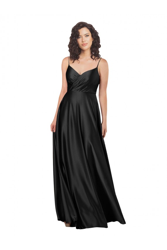 Low Back Silk like Satin V-Neck Long Sleeveless Formal Dress / Bridesmaid Dress Southampton