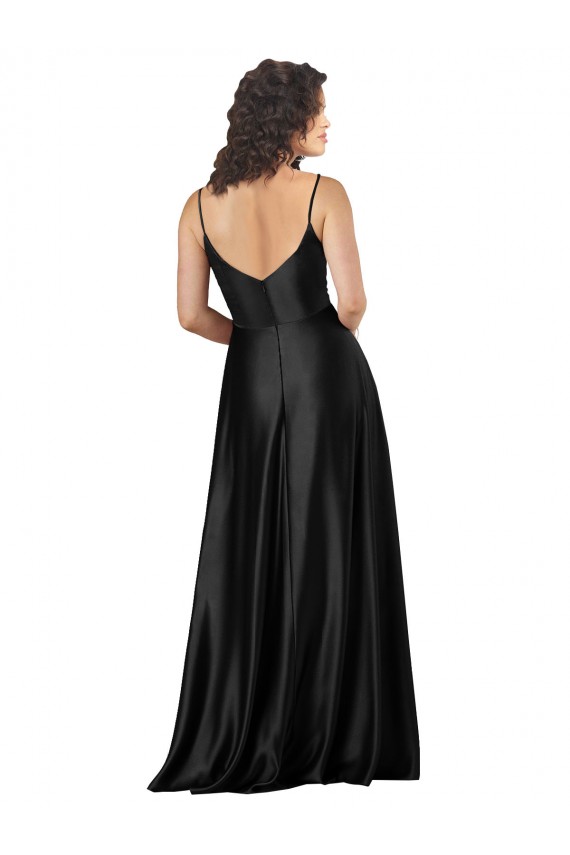 Low Back Silk like Satin V-Neck Long Sleeveless Formal Dress / Bridesmaid Dress Southampton