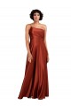 Burnt Orange Silk like Satin One Shoulder Long Sleeveless Black Tie Evening Gown / Prom Dress / Bridesmaid Dress Southampton