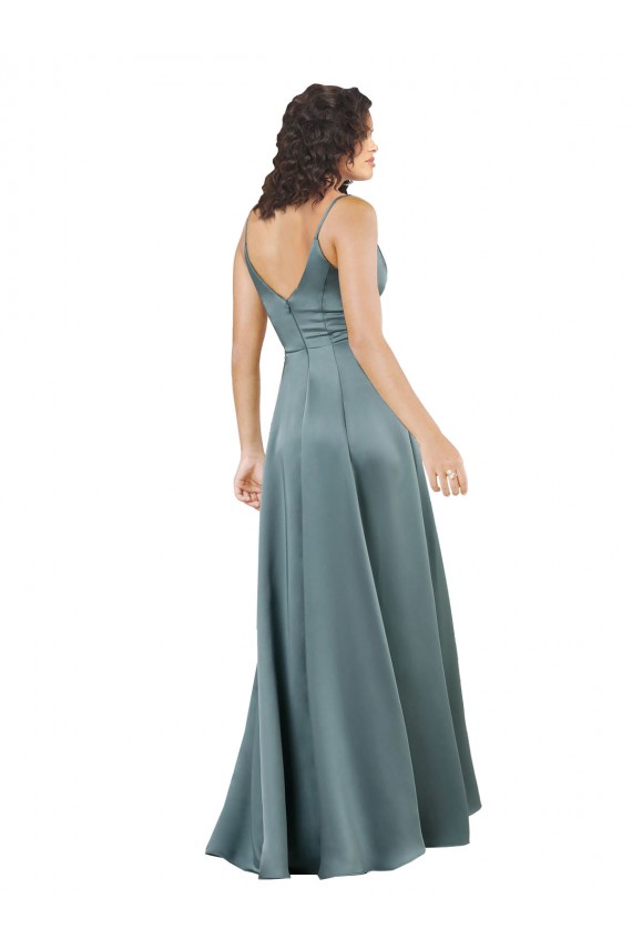 V-Back A-Line Silk like Satin V-Neck Long Sleeveless Formal Evening Gown / Prom Dress / Bridesmaid Dress Southampton