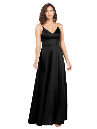 V-Back A-Line Silk like Satin V-Neck Long Sleeveless Formal Evening Gown / Prom Dress / Bridesmaid Dress Southampton