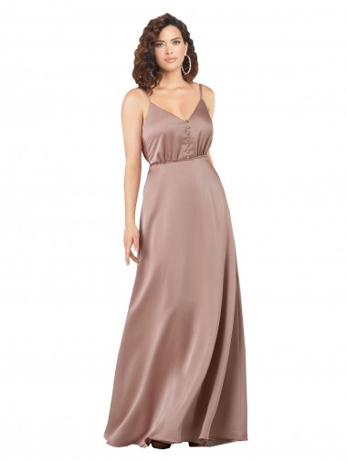 Silk like Satin V-Neck Long Sleeveless Formal Evening Gown / Bridesmaid Dress Southampton