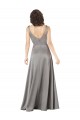 Pearl Grey Silk like Satin V-Neck Long Sleeveless Formal Evening Gown / Prom Dress / Bridesmaid Dress Southampton
