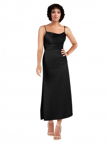 Silk like Satin Spaghetti Straps Tea Length Sleeveless Formal Evening Gown / Prom Dress / Bridesmaid Dress Southampton