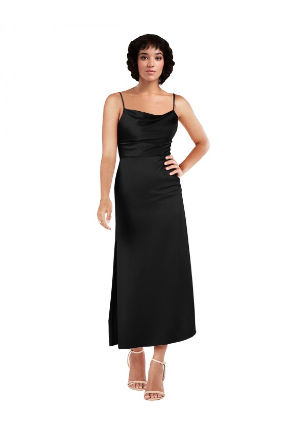 Silk like Satin Spaghetti Straps Tea Length Sleeveless Formal Evening Gown / Prom Dress / Bridesmaid Dress Southampton
