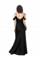 Low Back Black Silk like Satin Off the Shoulder Long Sleeveless Formal Dress / Bridesmaid Dress Southampton