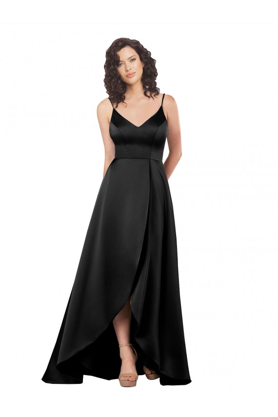 V-Back Silk like Satin V-Neck Long Sleeveless High Low Evening Gown / Prom Dress / Bridesmaid Dress Southampton