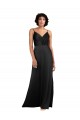 Black Silk like Satin V-Neck Long Sleeveless Formal Evening Gown / Prom Dress / Bridesmaid Dress Southampton