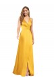 Open Back Silk like Satin V-Neck Long Sleeveless Formal Dress / Bridesmaid Dress Southampton