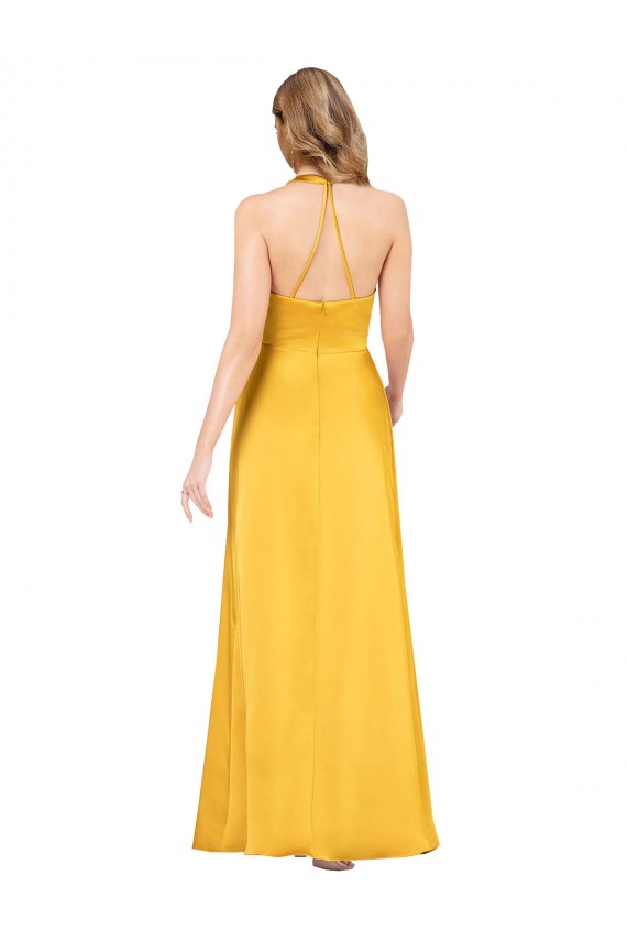Open Back Silk like Satin V-Neck Long Sleeveless Formal Dress / Bridesmaid Dress Southampton